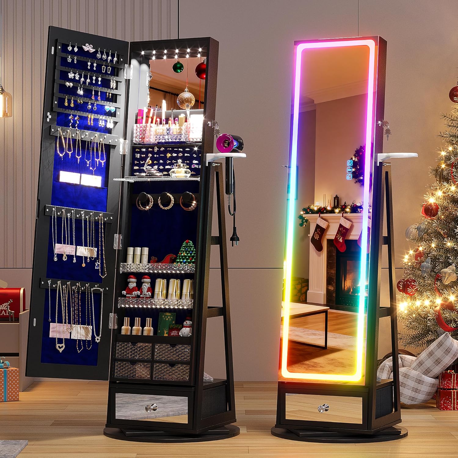 Full Length Mirror Jewelry Armoire - Шкаф для хранения украшений с LED-зеркалом