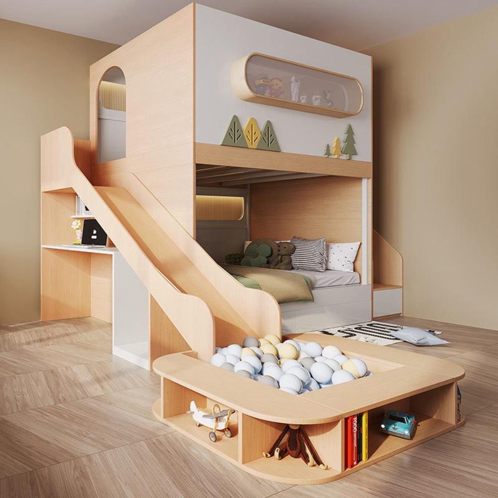 Bunk Bed With Stairs And Slide - Двухъярусная кровать-домик в виде космической капсулы