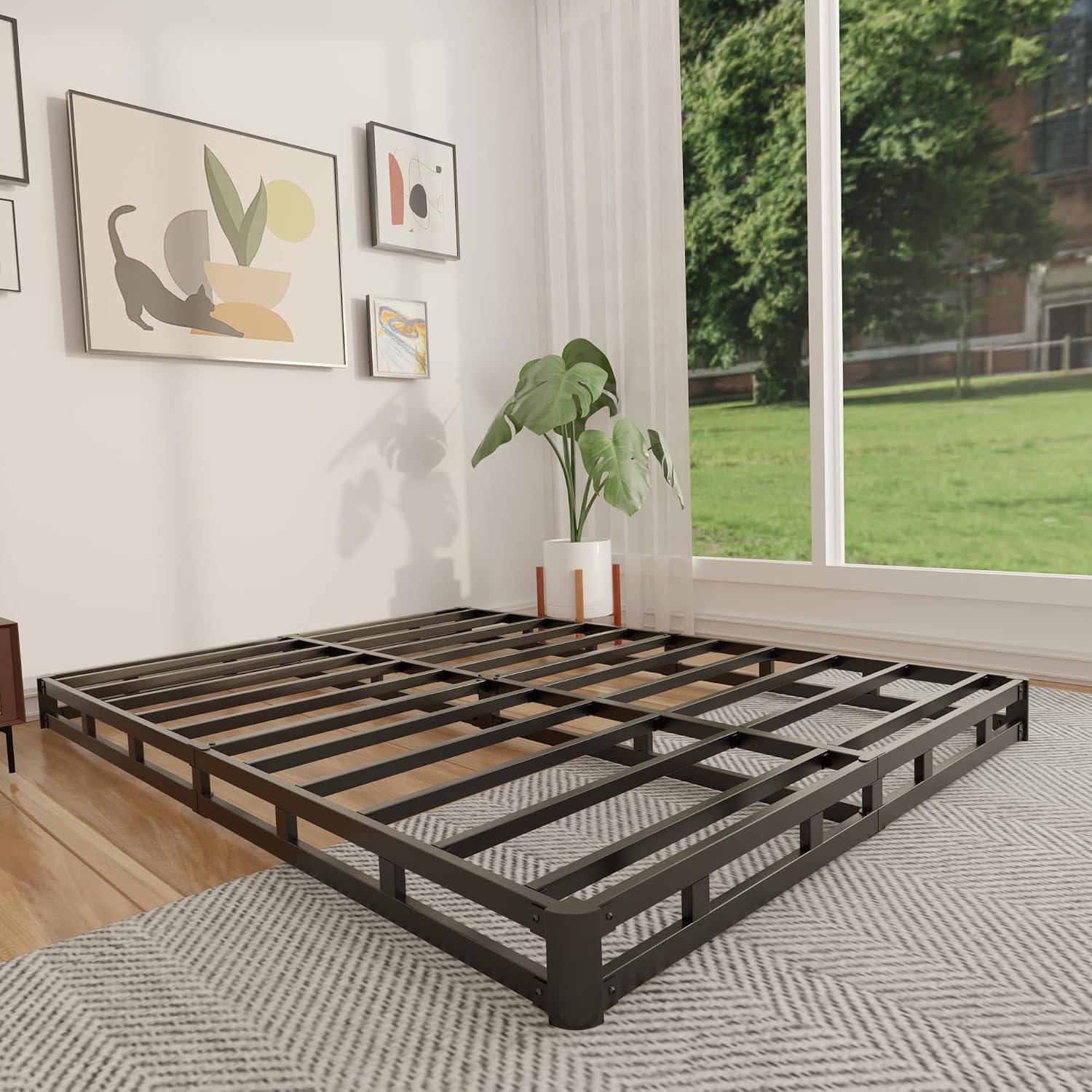 Canopy Bed Frame Metal Queen - Низкопрофильное основание для матраса размера 