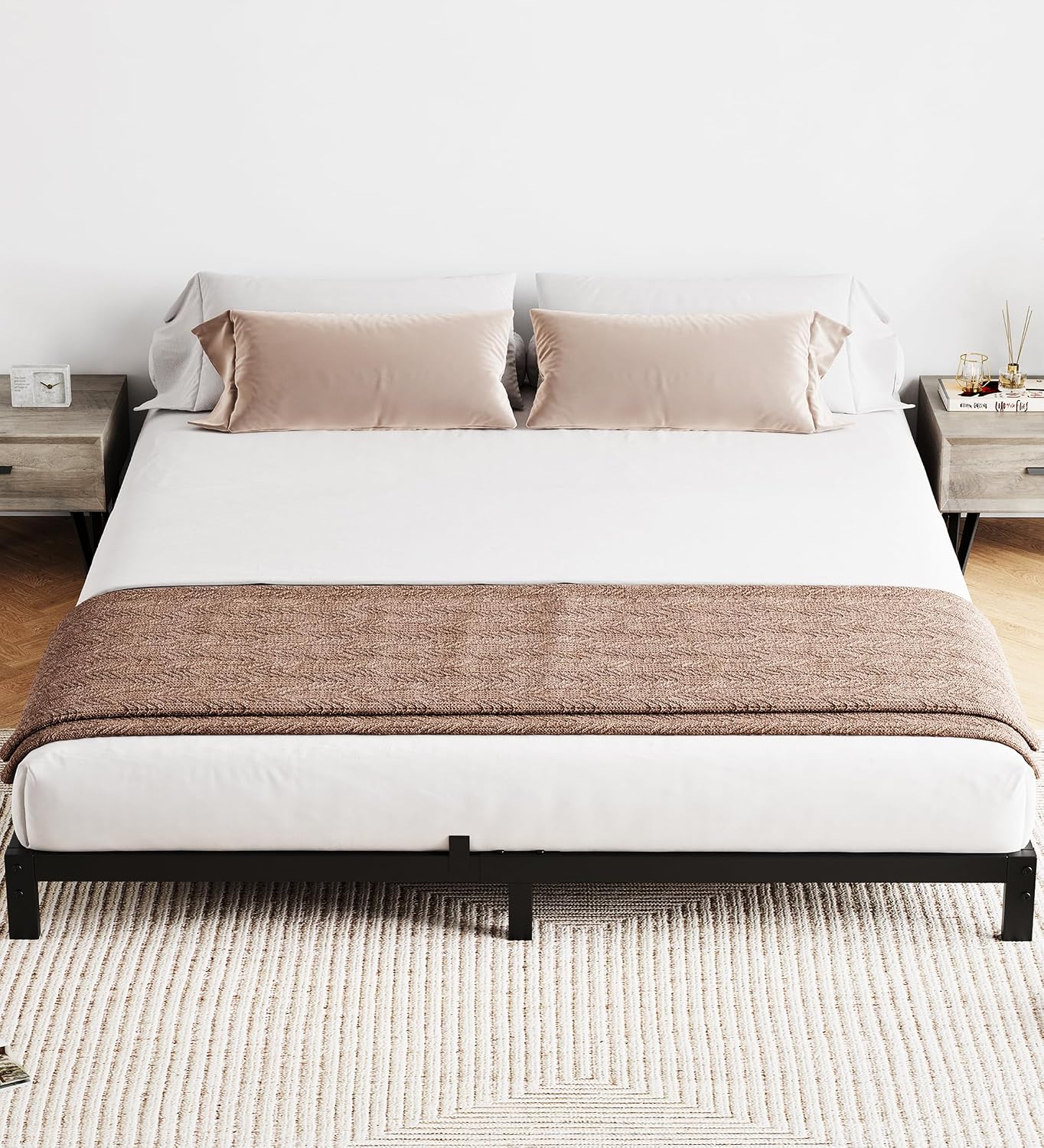 Canopy Bed Frame Metal Queen - 6-дюймовая прочная металлическая рама для кровати