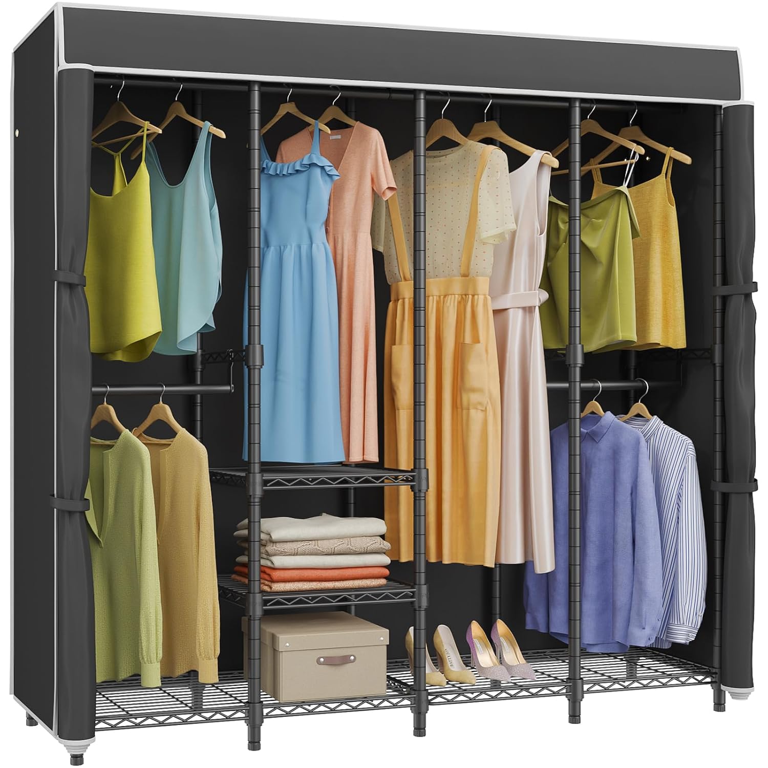 Средняя вешалка для одежды с т – обзор и цена Wardrobe Closet Portable Fabric Cover