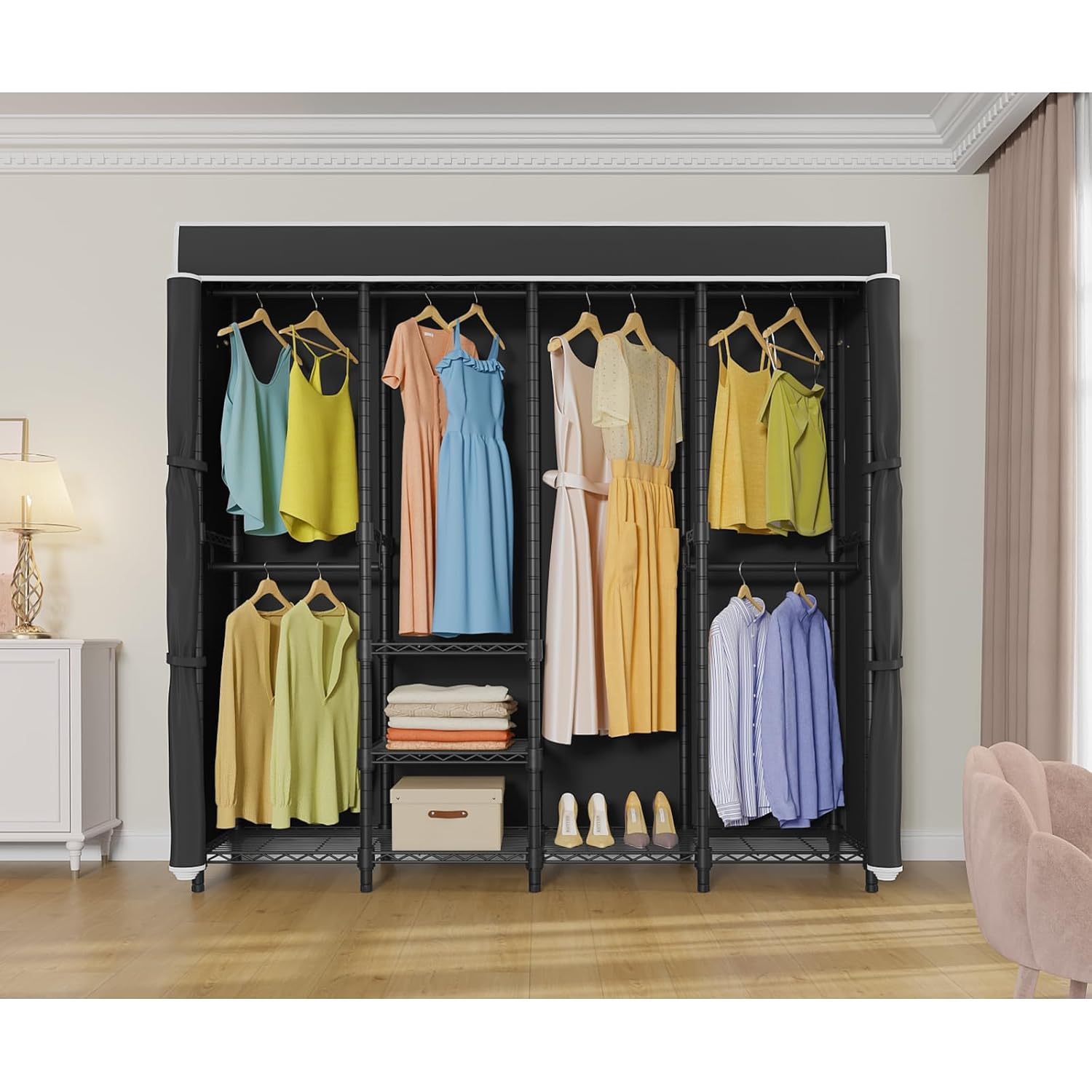 Средняя вешалка для одежды с т – обзор и цена Wardrobe Closet Portable Fabric Cover
