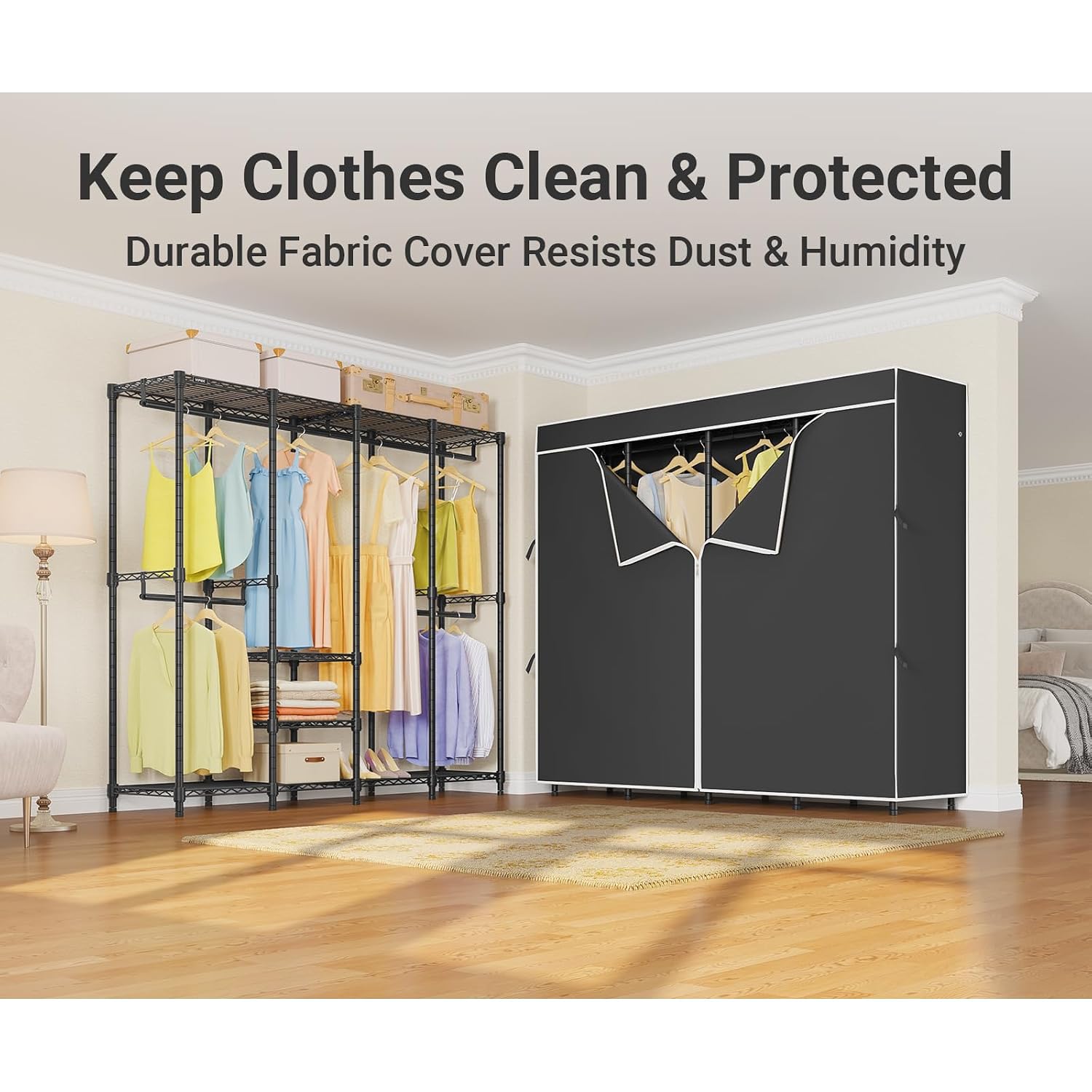 Средняя вешалка для одежды с т – обзор и цена Wardrobe Closet Portable Fabric Cover