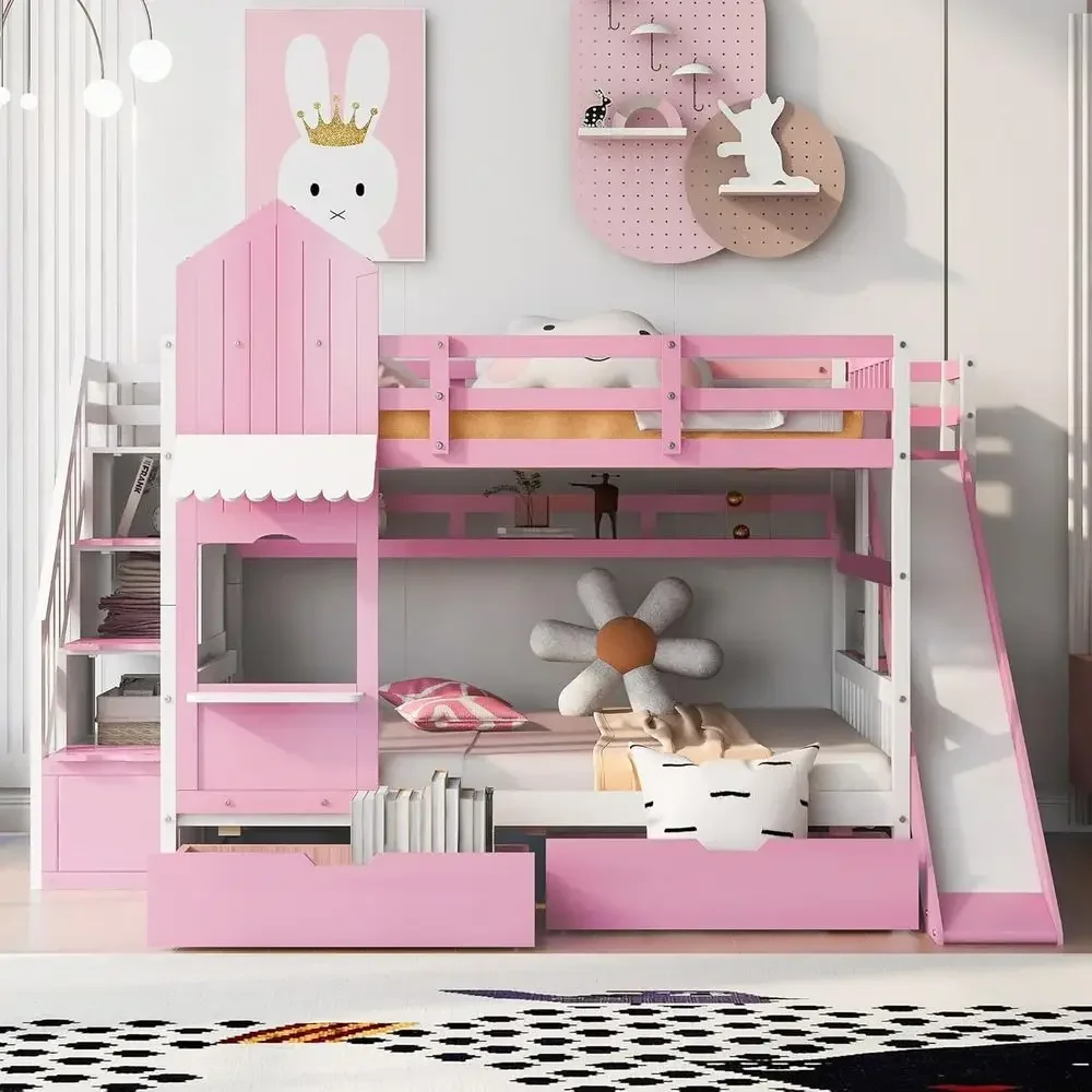 Двухъярусная кровать для детей – обзор и цена Bunk Bed With Stairs And Slide