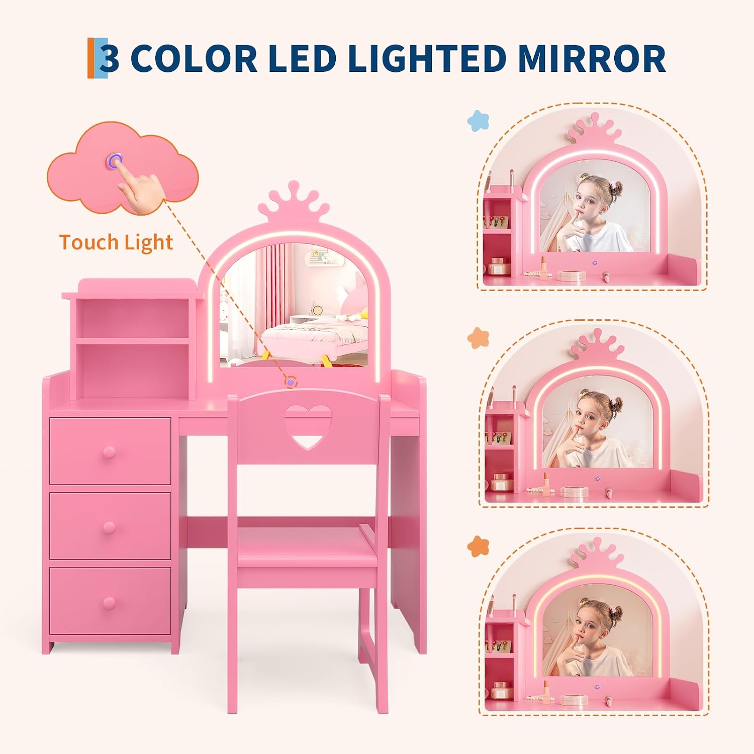 Детский туалетный столик с зер – обзор и цена Dressing Table Vanity With Lighted Mirror