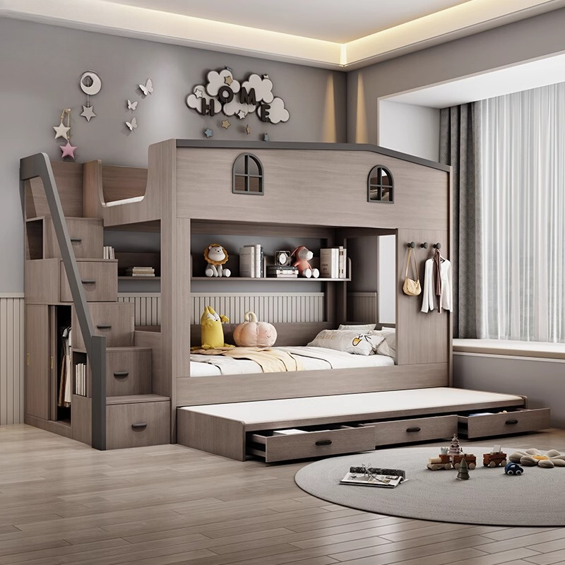 Скандинавские двухэтажные детс – обзор и цена Bunk Bed With Stairs And Slide