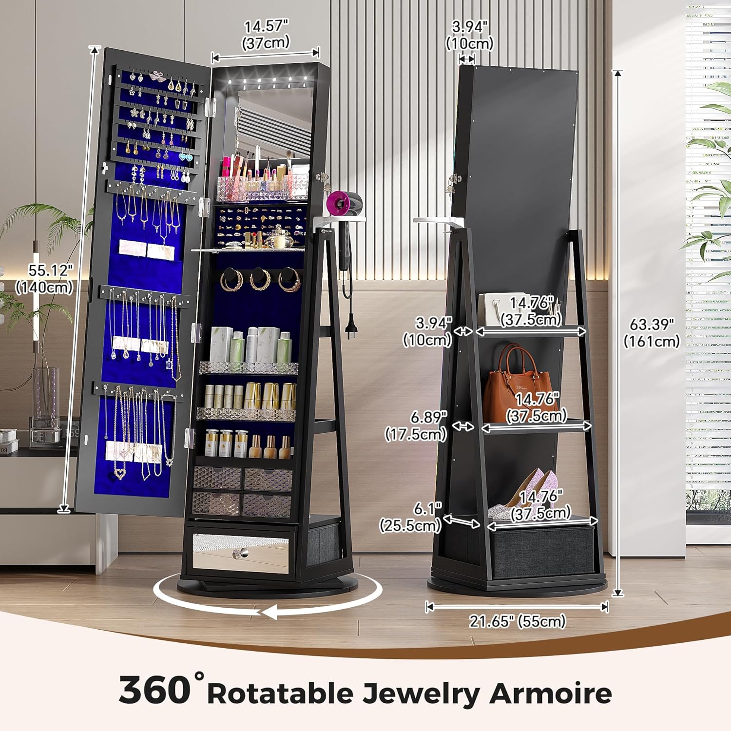 Шкаф для хранения украшений с  – обзор и цена Full Length Mirror Jewelry Armoire