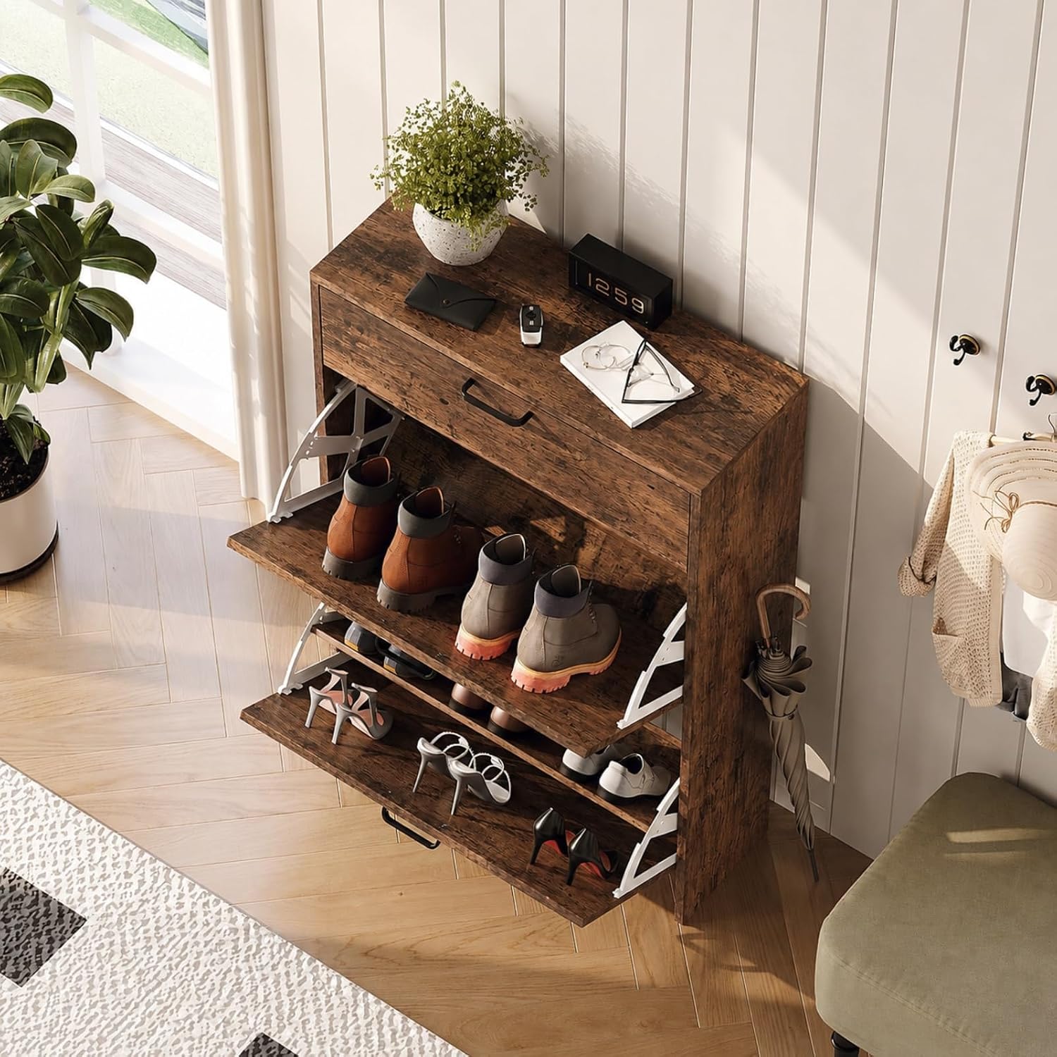 # Узкий шкаф для обуви с 2 отк – обзор и цена Shoe Rack Cabinet Narrow Entryway