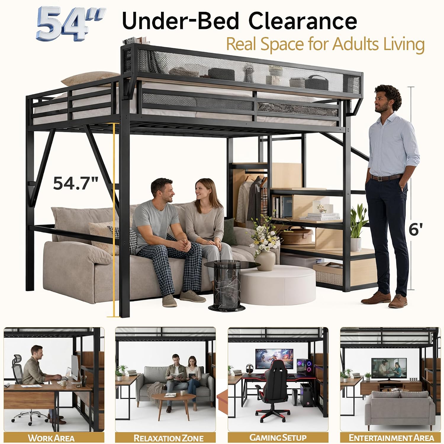 Двуспальная кровать-чердак Que – обзор и цена Canopy Bed Frame Metal Queen