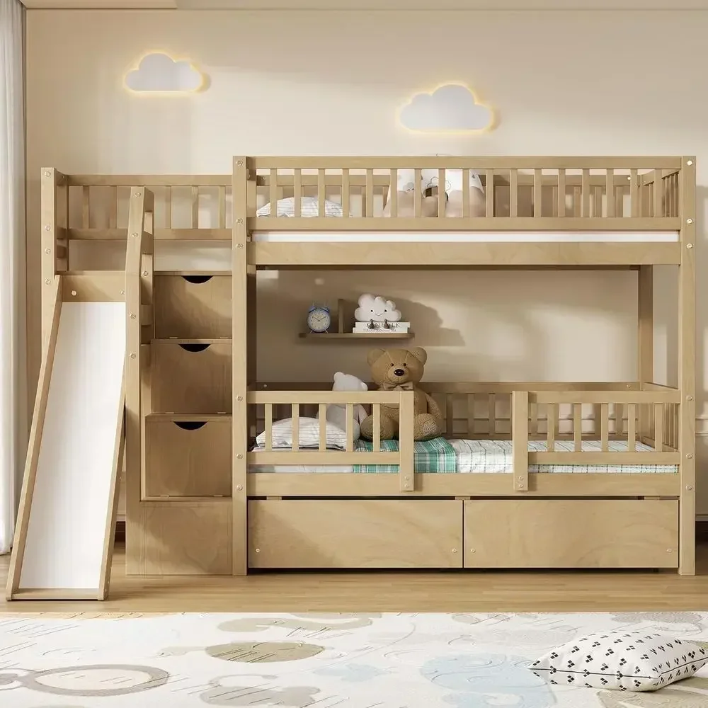 Двухъярусная деревянная кроват – обзор и цена Bunk Bed With Stairs And Slide
