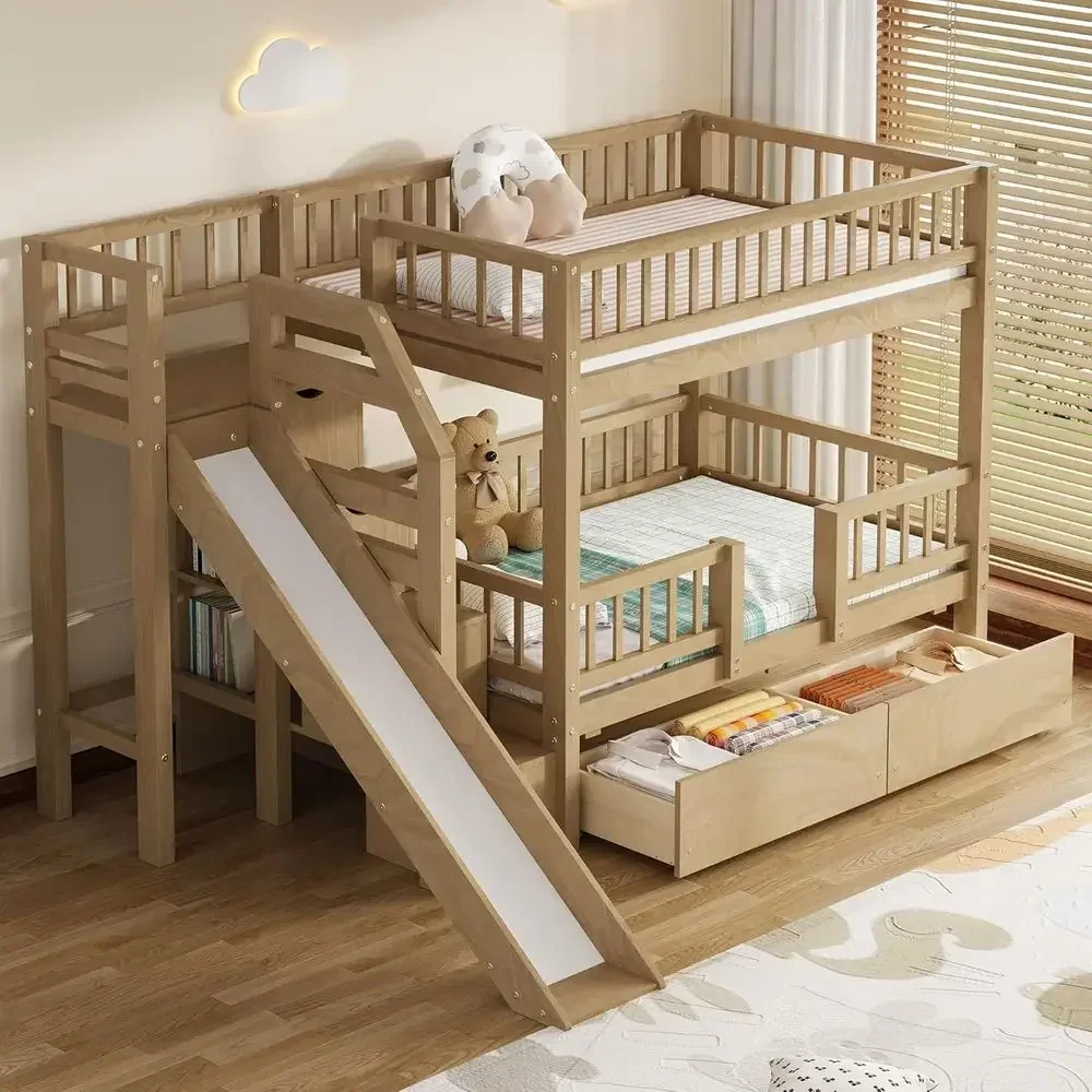 Двухъярусная деревянная кроват – обзор и цена Bunk Bed With Stairs And Slide