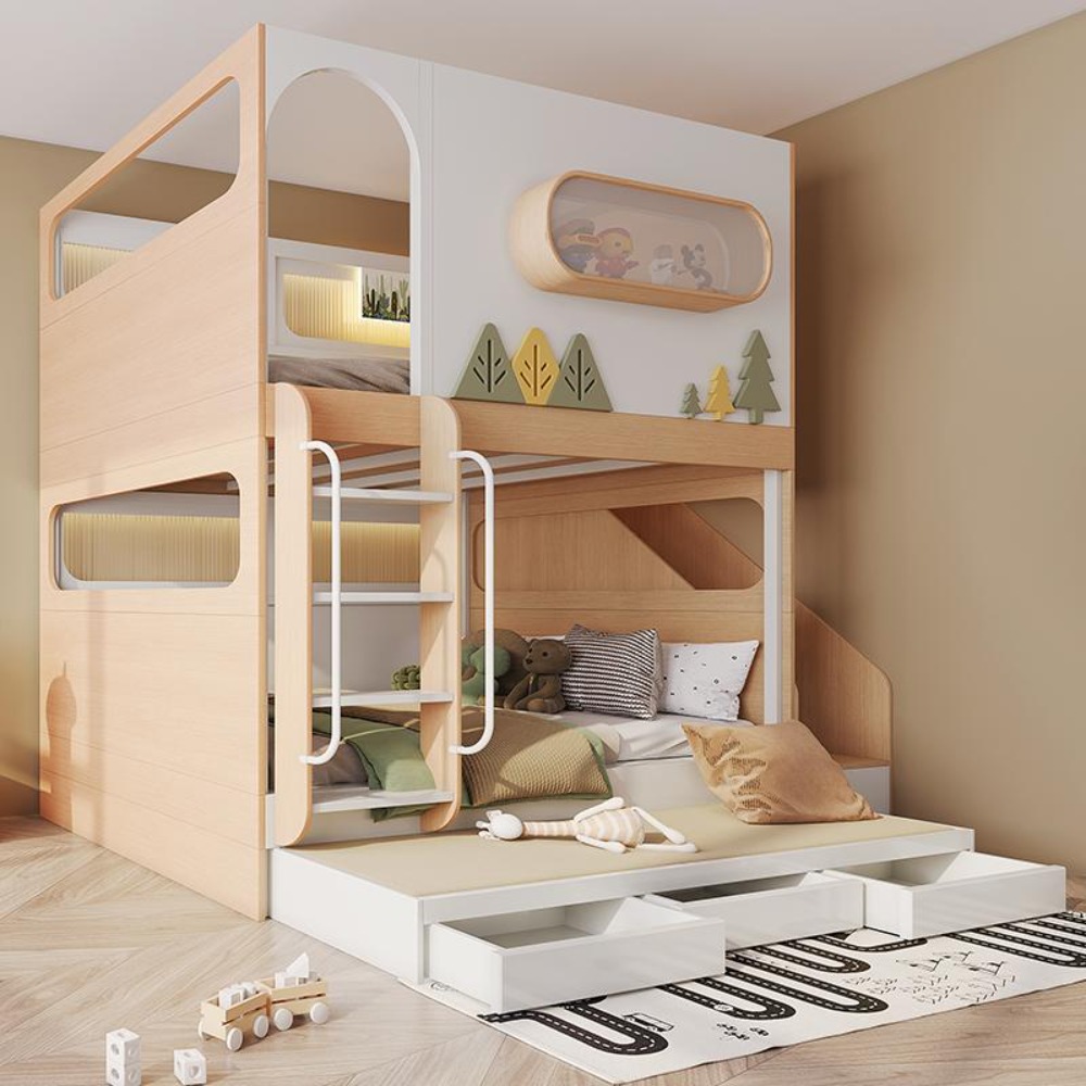 Двухъярусная кровать-домик в в – обзор и цена Bunk Bed With Stairs And Slide