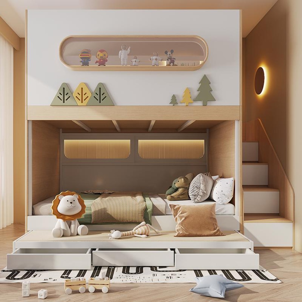 Двухъярусная кровать-домик в в – обзор и цена Bunk Bed With Stairs And Slide