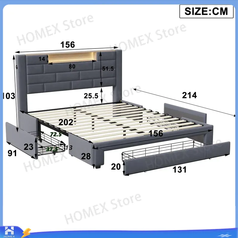 Двухспальная кровать 5 футов с – обзор и цена Gas Lift Storage Bed Hydraulic