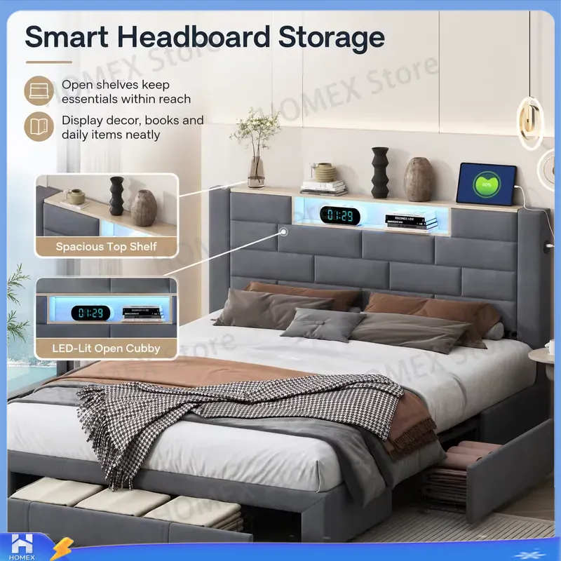Двухспальная кровать 5 футов с – обзор и цена Gas Lift Storage Bed Hydraulic