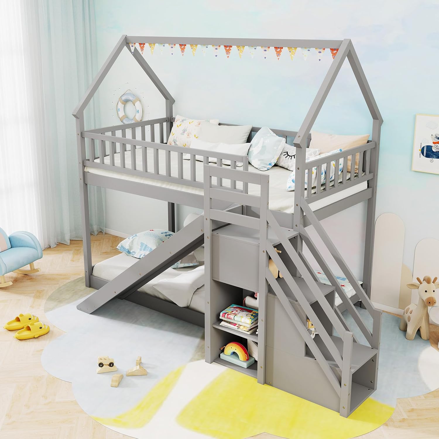 Двухъярусная кровать с двумя о – обзор и цена Bunk Bed With Stairs And Slide